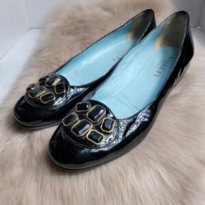 Amalfi Patent Black Leather Womens Ballet Flats Shoes